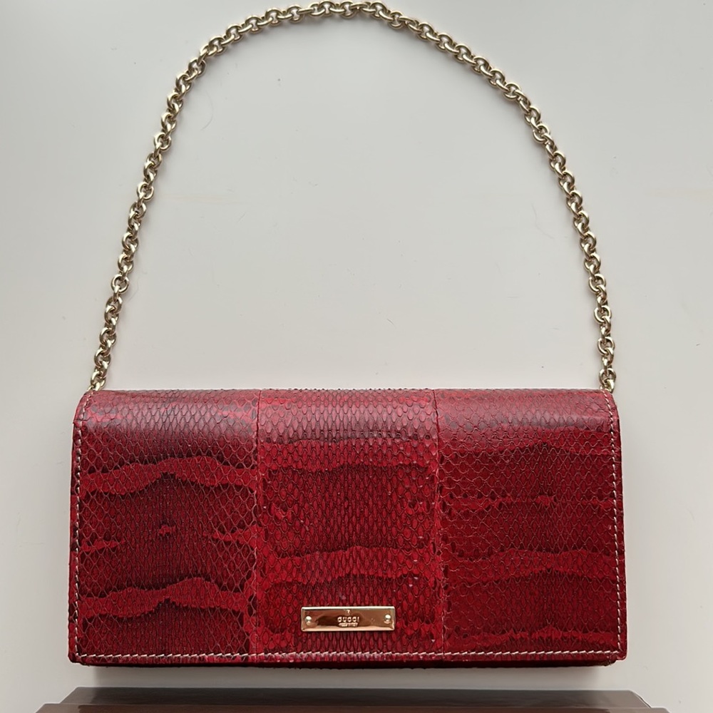 Authentic Gucci Python Leather Wallet On Chain - … - image 2